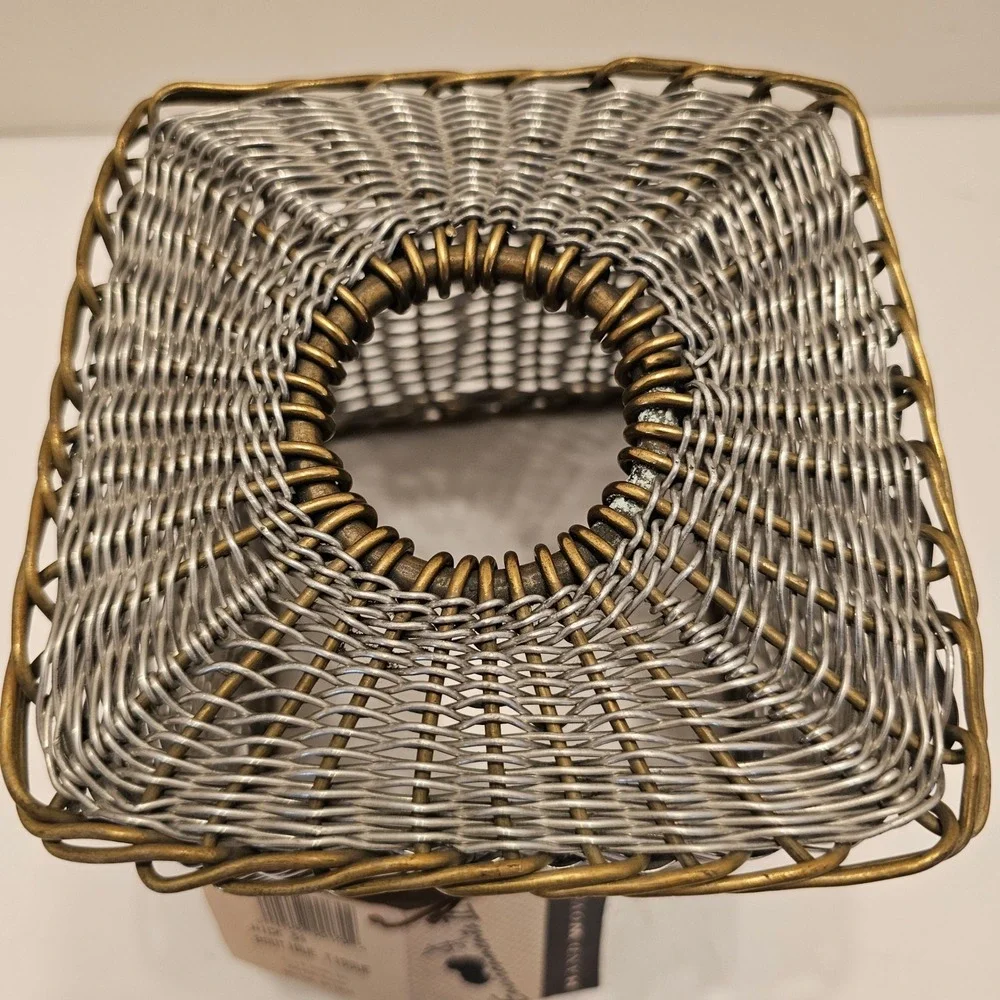 Park B. Smith Environments II Hand Woven Metal Tissue Box Cover Silver Brass